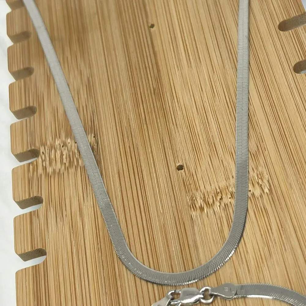 Sterling Silver Herringbone Chain Necklace Bracelet (2 Piece Set) Chic 3.5mm NEW